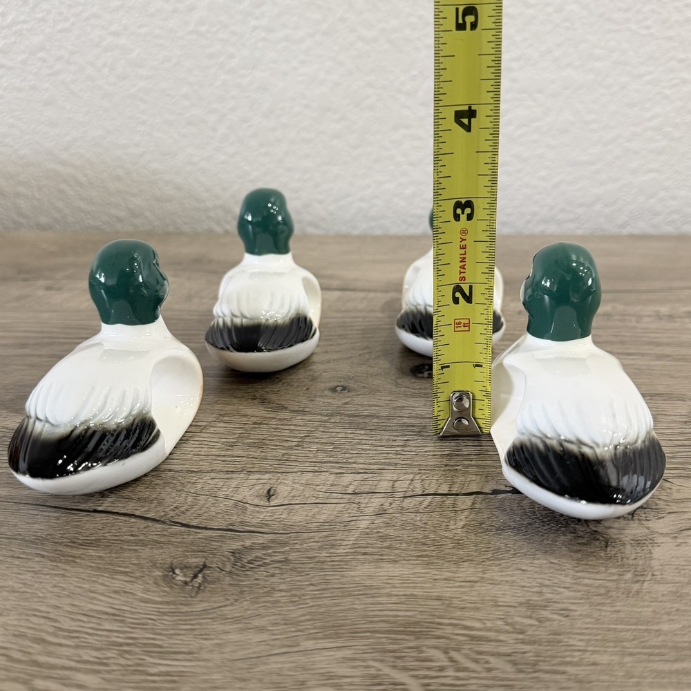 Set Of 4 Mallard Duck Napkin Rings Porcelain Dining Decor Vintage Hunting - Picture 8 of 12